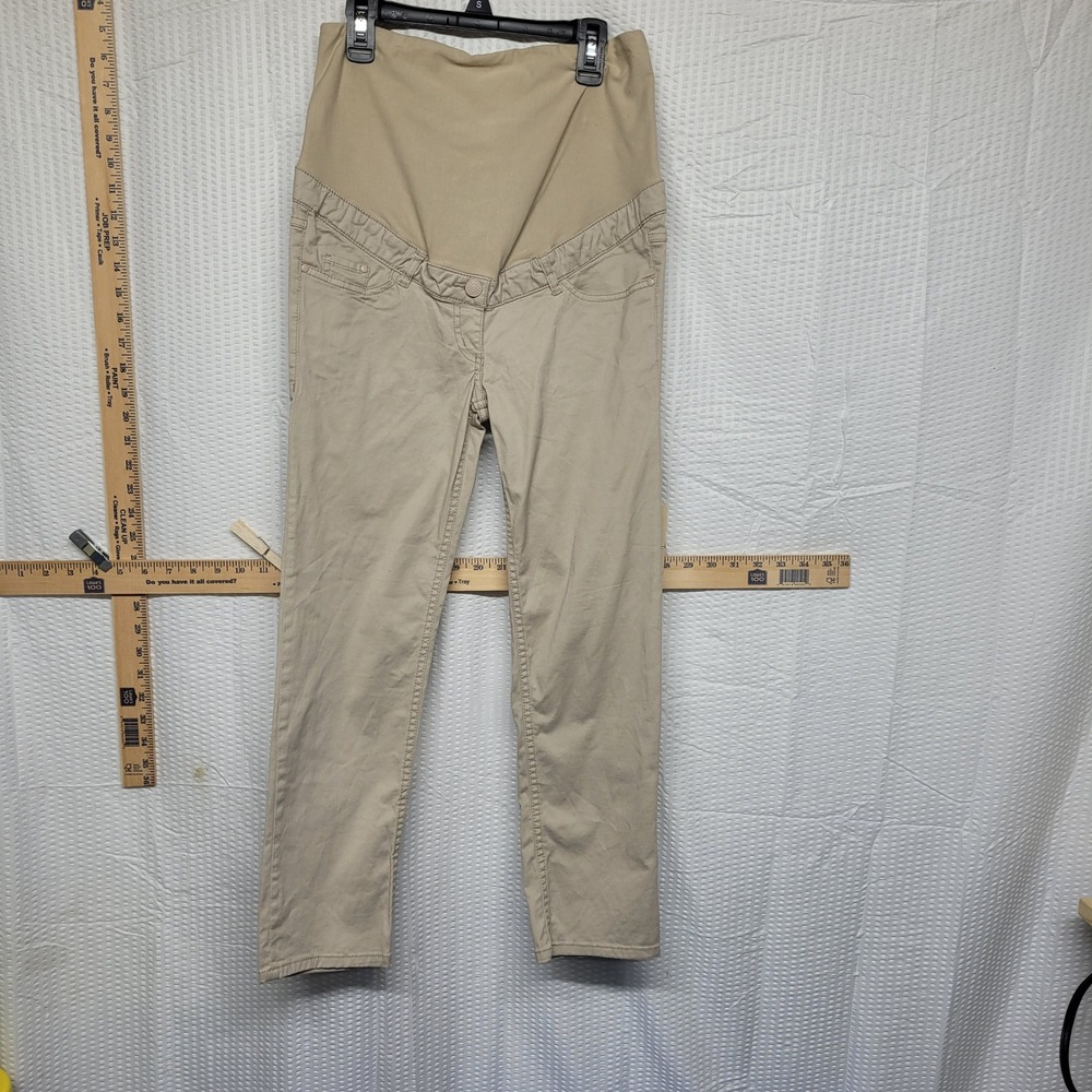 HM Mama Maternity‎ Chino Pants Khaki Tan Slim Leg Size 6 Jersey Belly Band